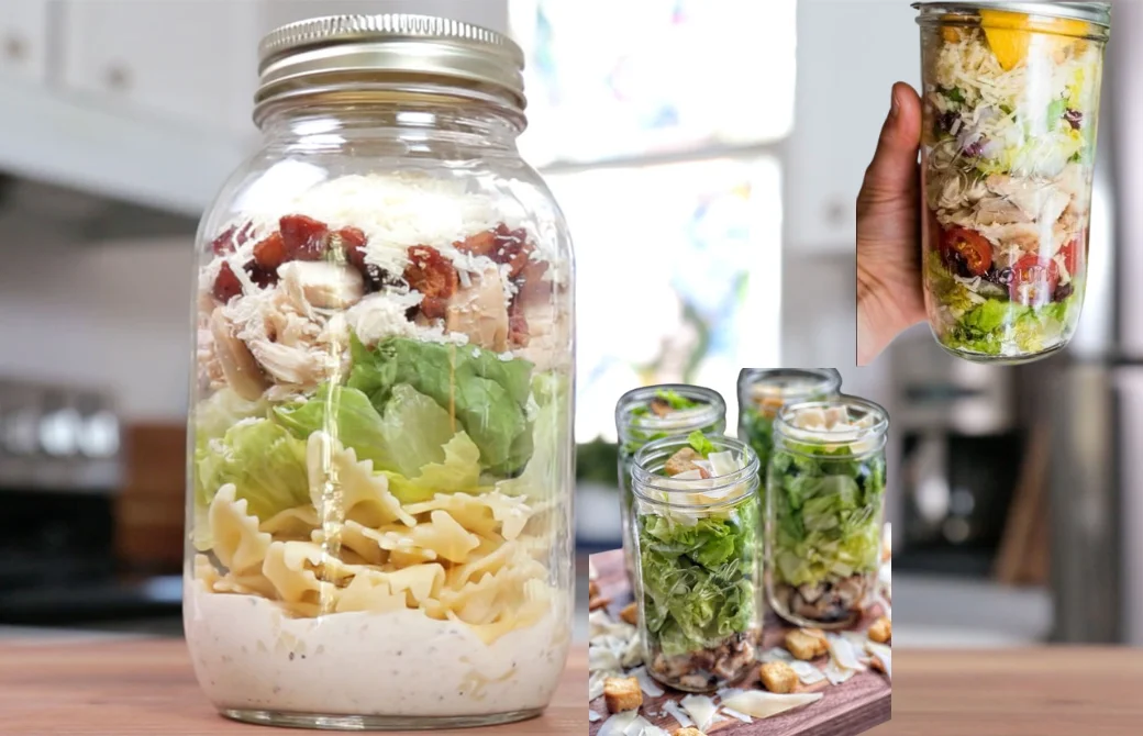 Chicken Caesar Salad Mason Jar Recipe